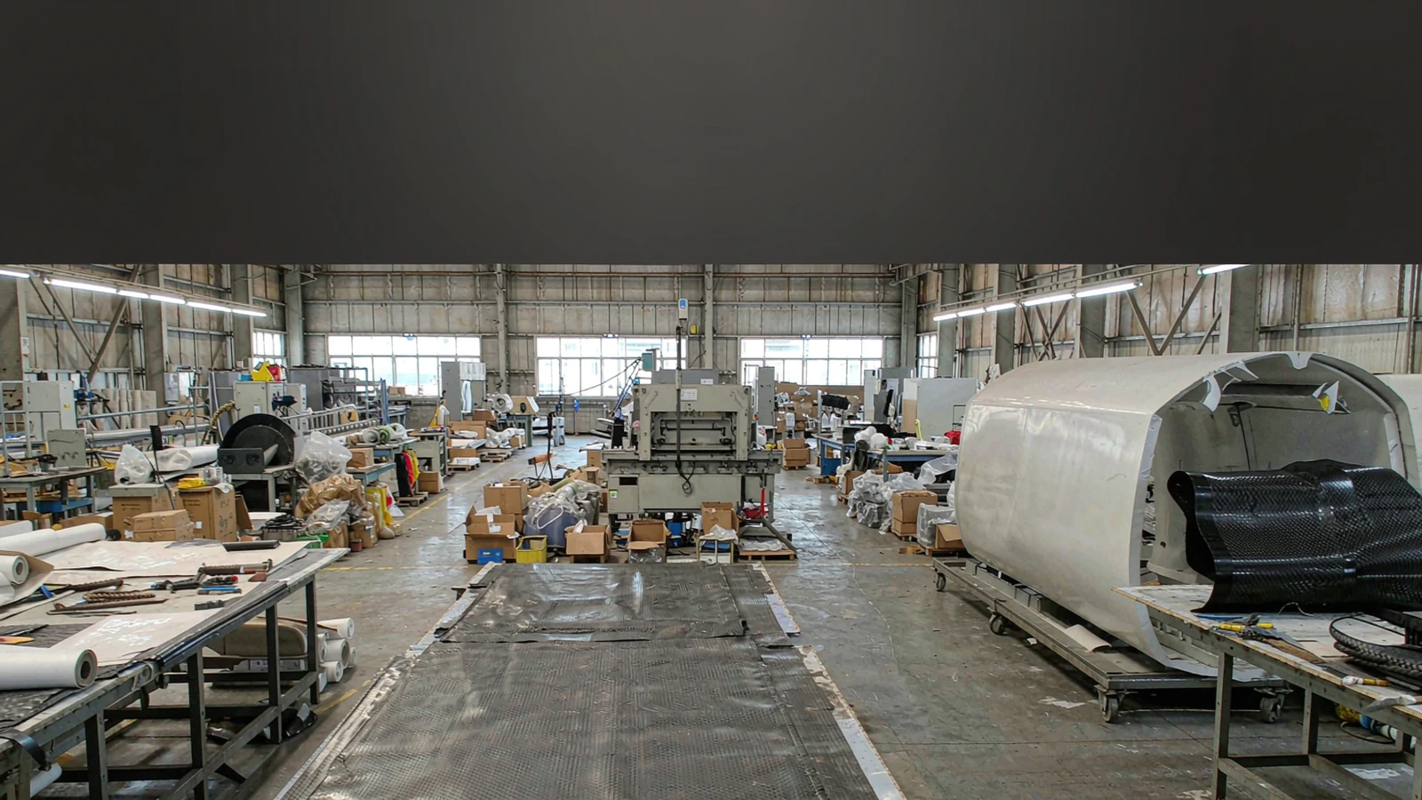 Carbon Fiber Manufacturing Factory Carbon fiber manufacturing factory floor at TechCarbonWorks